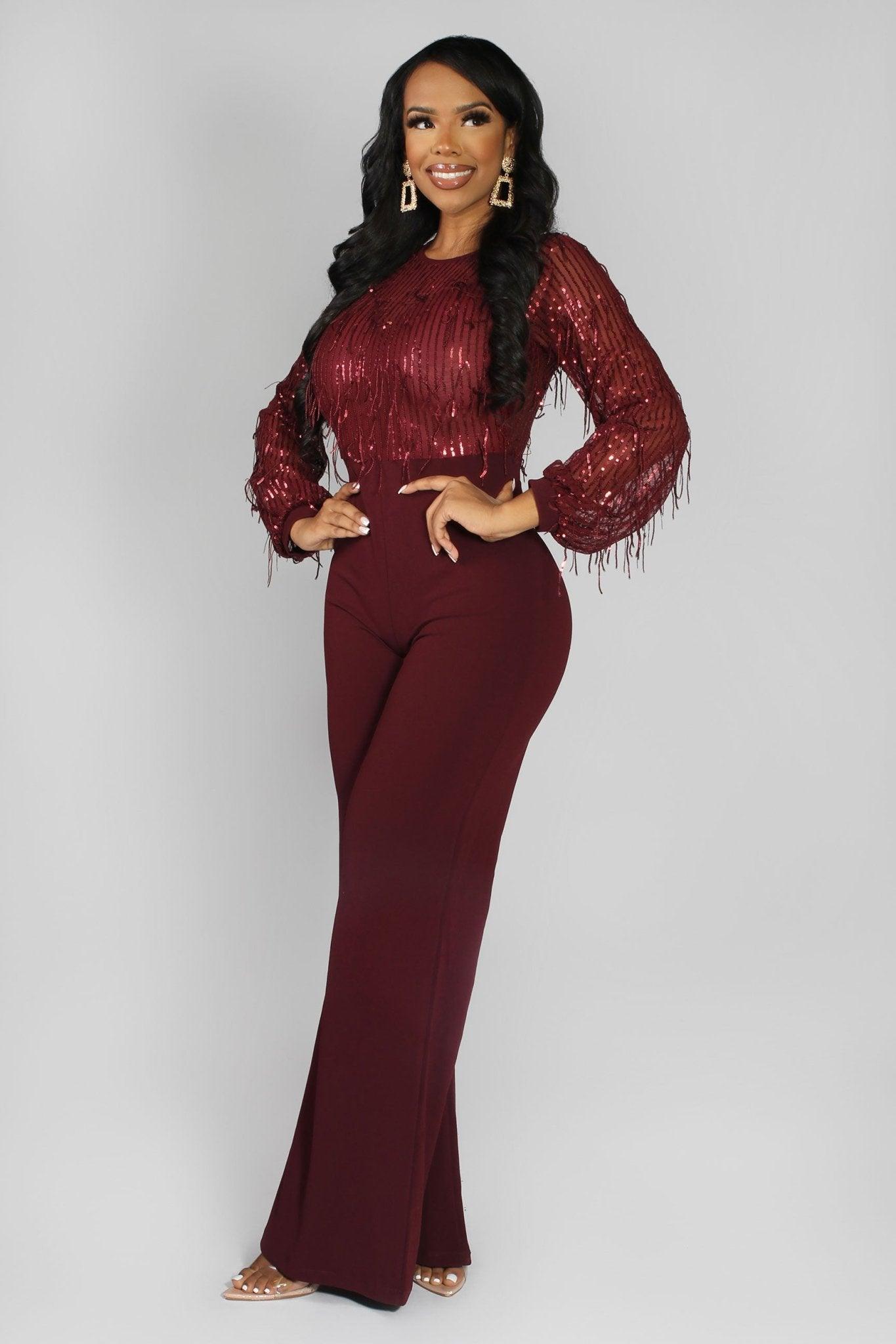 Chelby Sequin Fringe Jumpsuit - MY SEXY STYLES
