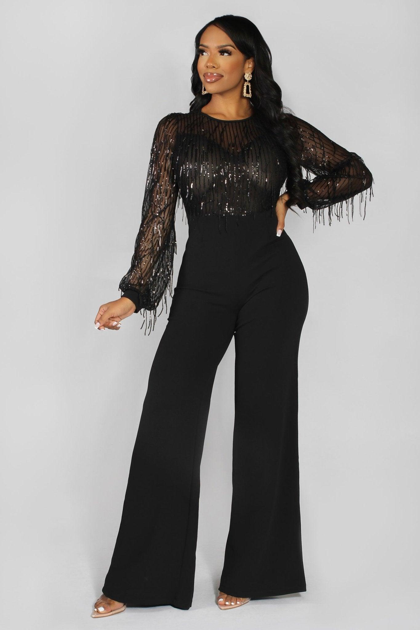 Chelby Sequin Fringe Jumpsuit - MY SEXY STYLES