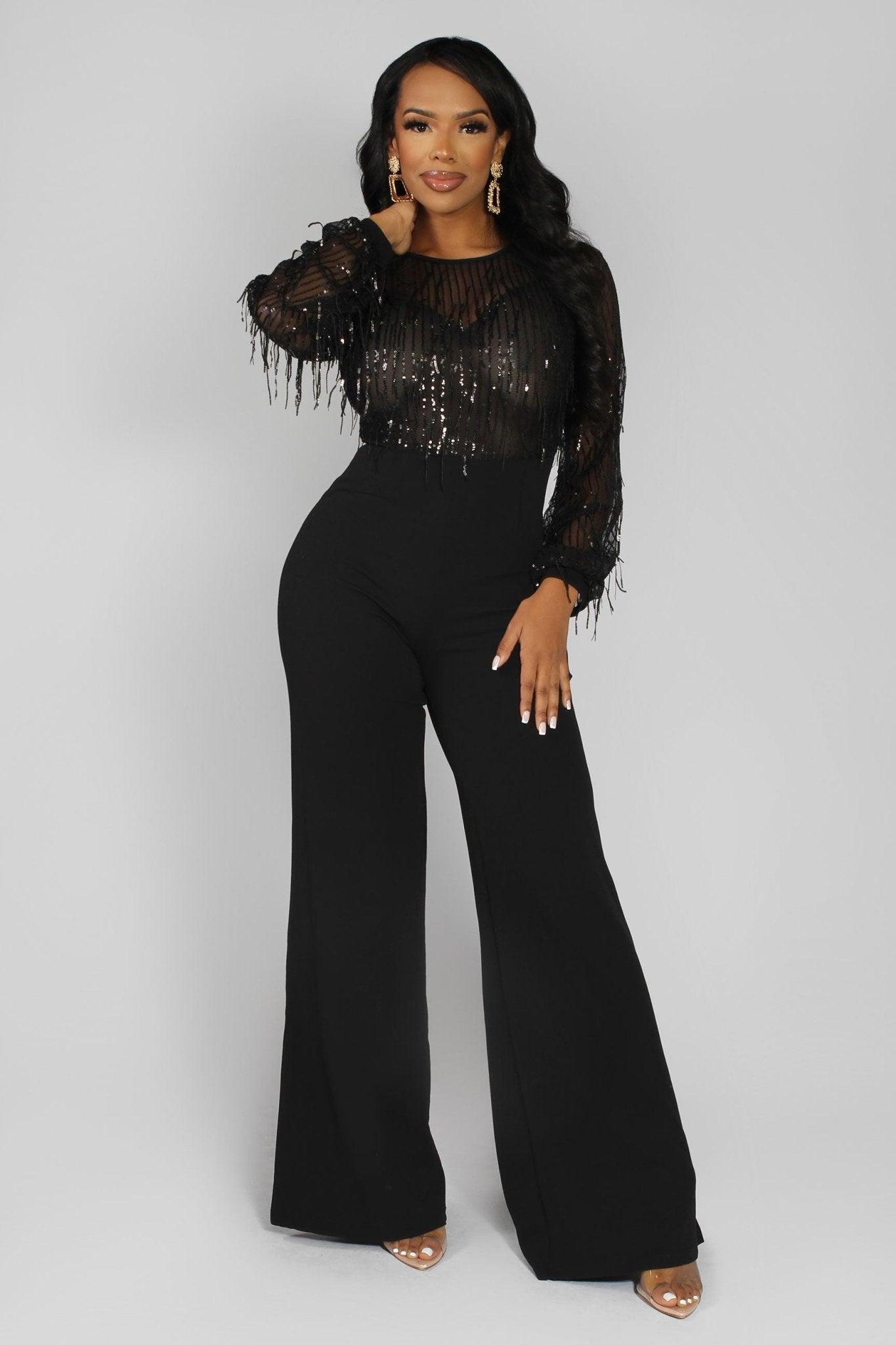 Chelby Sequin Fringe Jumpsuit - MY SEXY STYLES