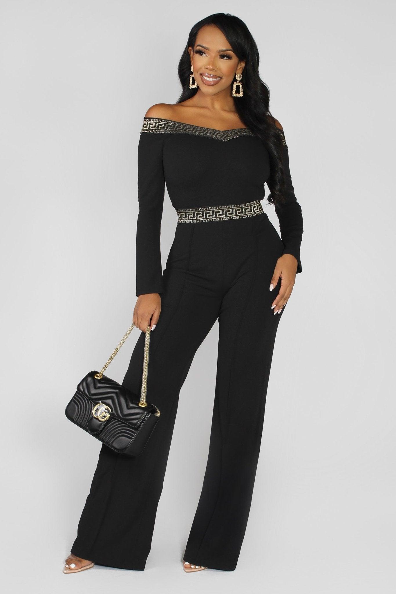 Cheyenne Greek Border Pattern Jumpsuit - MY SEXY STYLES