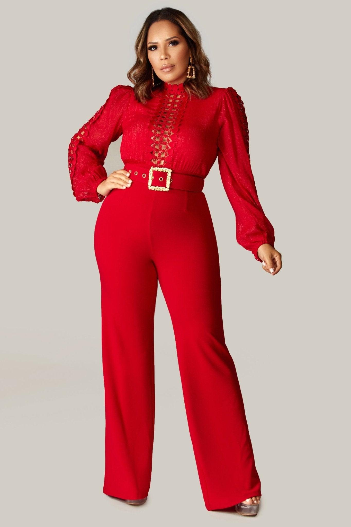 Clementine Long Sleeves Belted Jumpsuit - MY SEXY STYLES