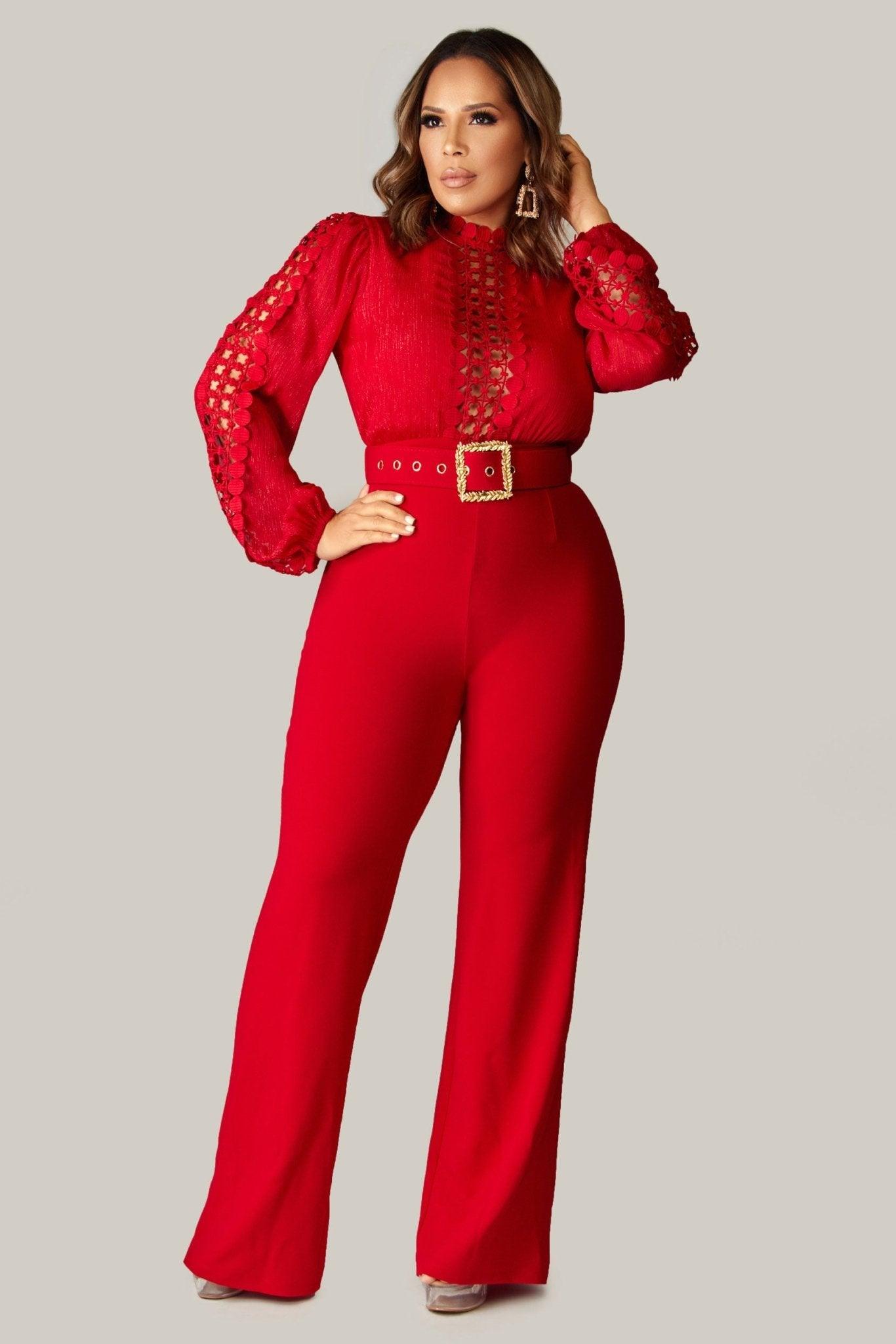 Clementine Long Sleeves Belted Jumpsuit - MY SEXY STYLES