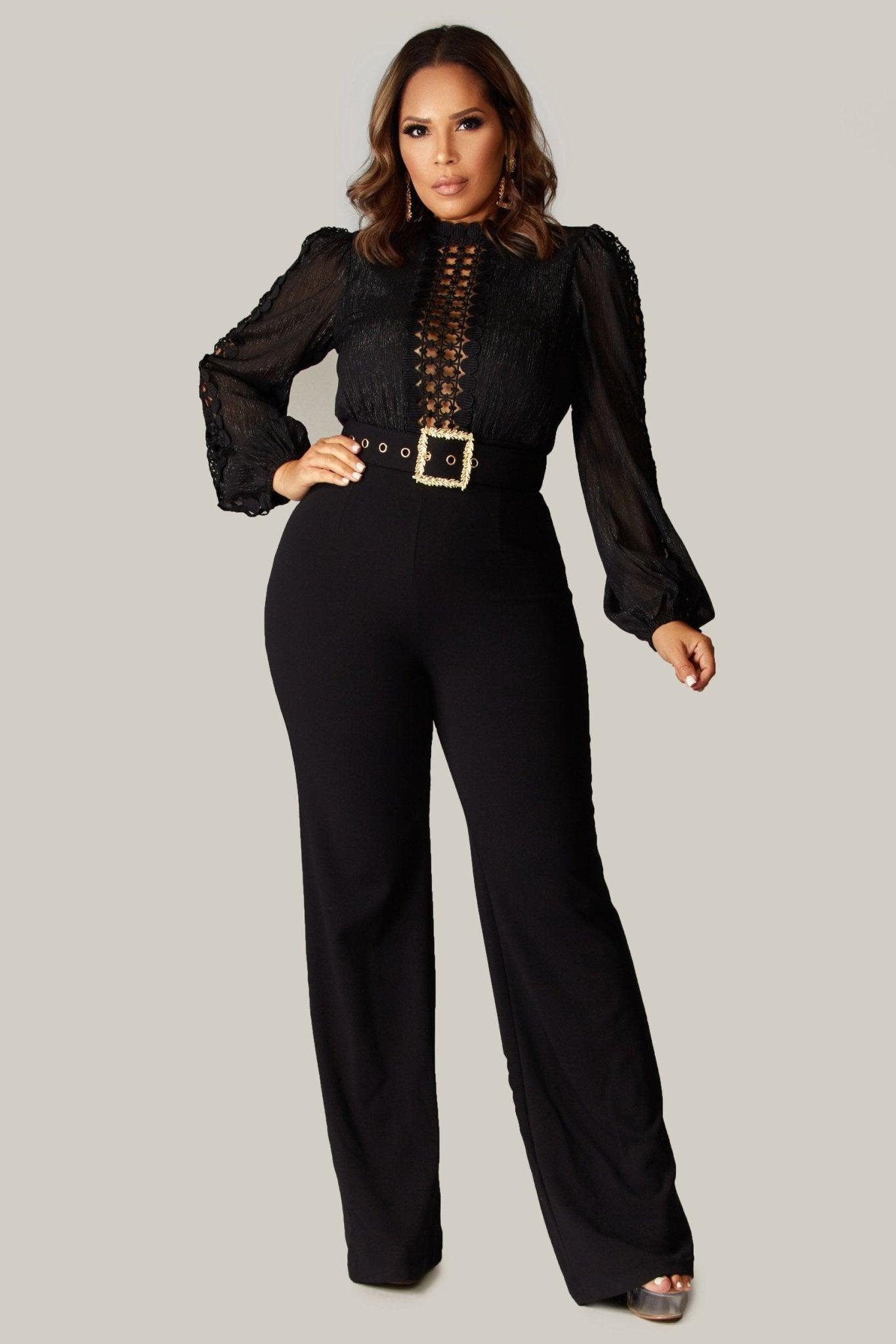Clementine Long Sleeves Belted Jumpsuit - MY SEXY STYLES