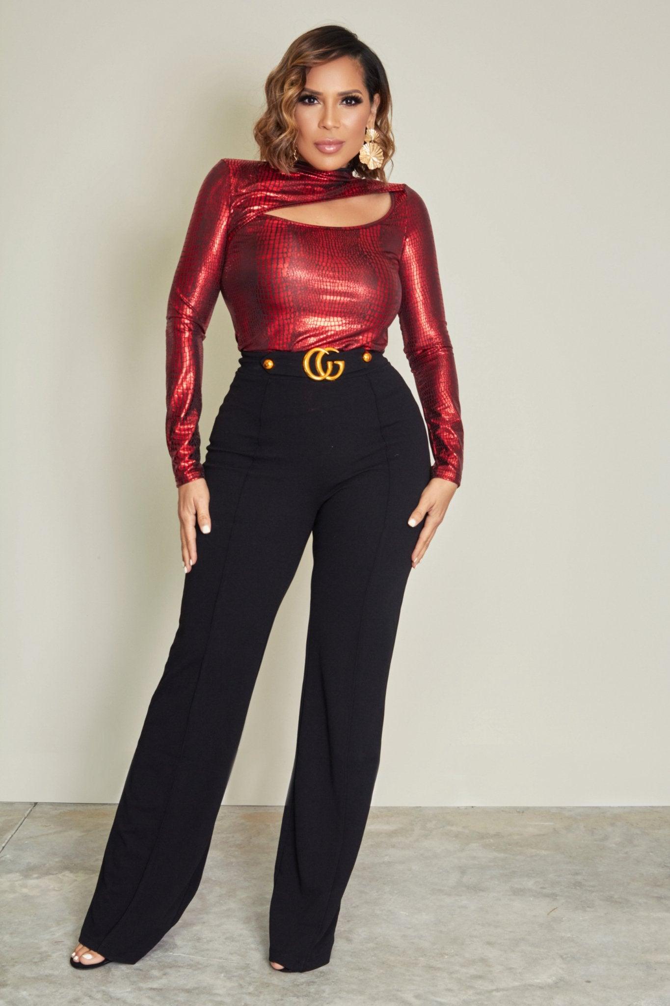 Crocodile Embossed Blouse - MY SEXY STYLES