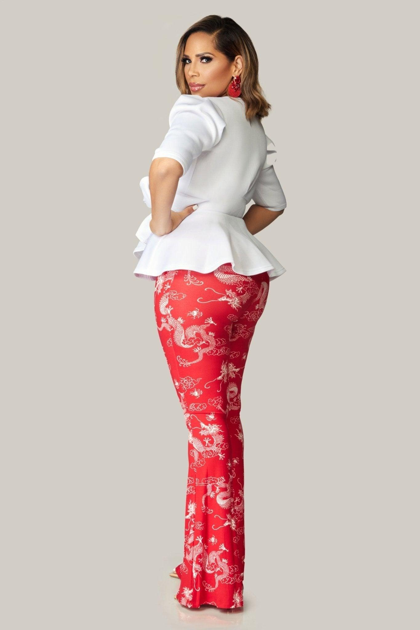 Dragon Printed Flared Pants - MY SEXY STYLES