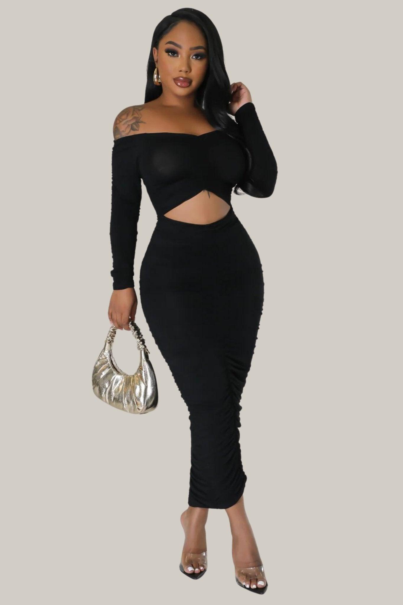 Elodie Ruched Sexy Midi Dress - MY SEXY STYLES