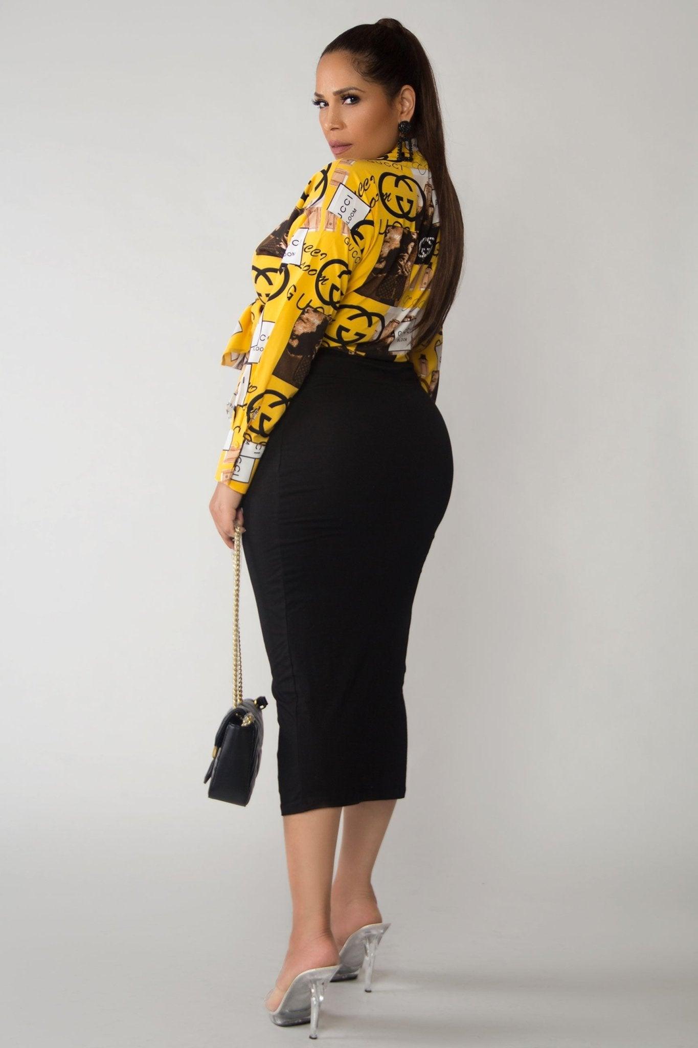 Emmie Essential Bodycon Black Midi Skirt - MY SEXY STYLES