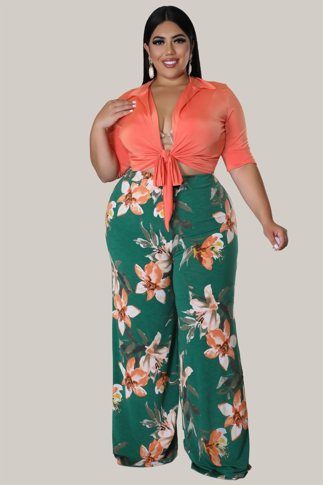 Everlee Floral Print 2 PC High Waist Pants Set - MY SEXY STYLES