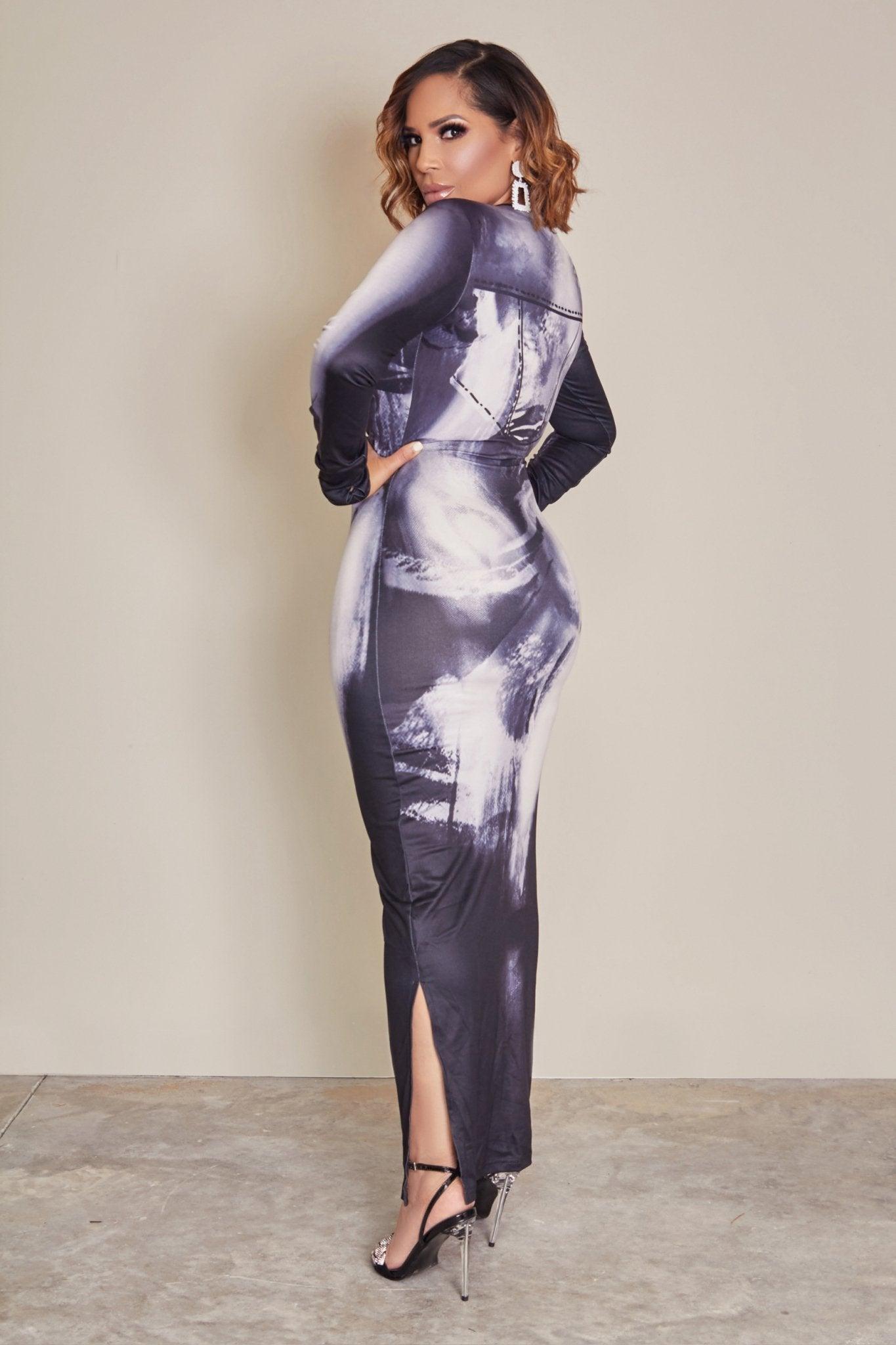 Figure Graphic Bodycon Dress - MY SEXY STYLES