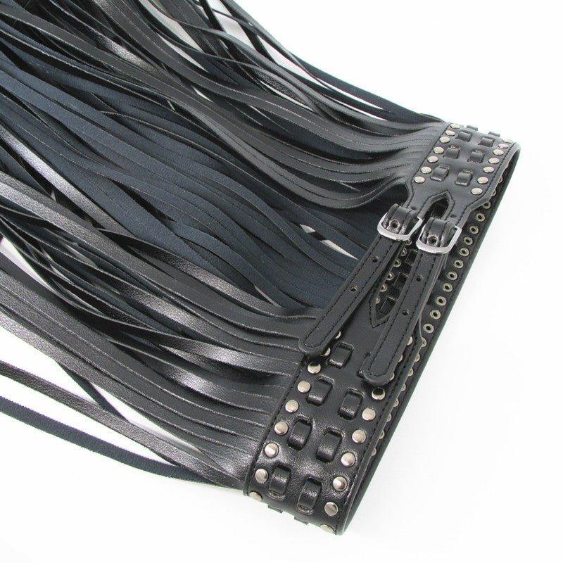 Fringe Fashion Designer Leather Black Belt - MY SEXY STYLES