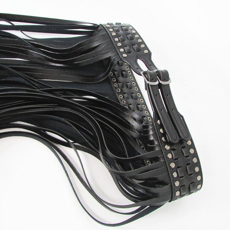 Fringe Fashion Designer Leather Black Belt - MY SEXY STYLES
