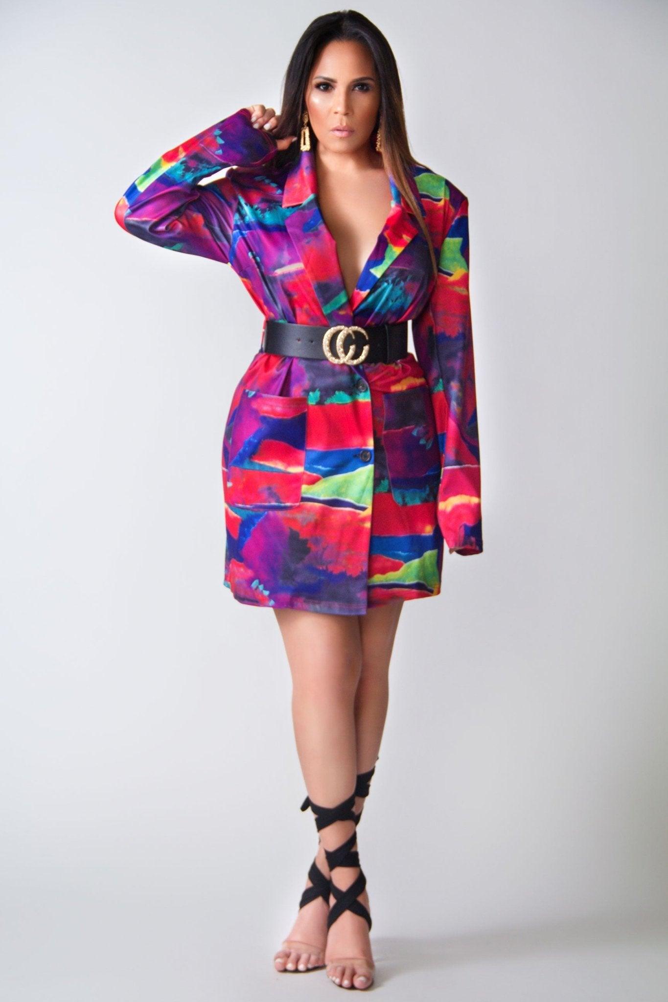 Genesis Multicolor Oversized Blazer Dress - MY SEXY STYLES