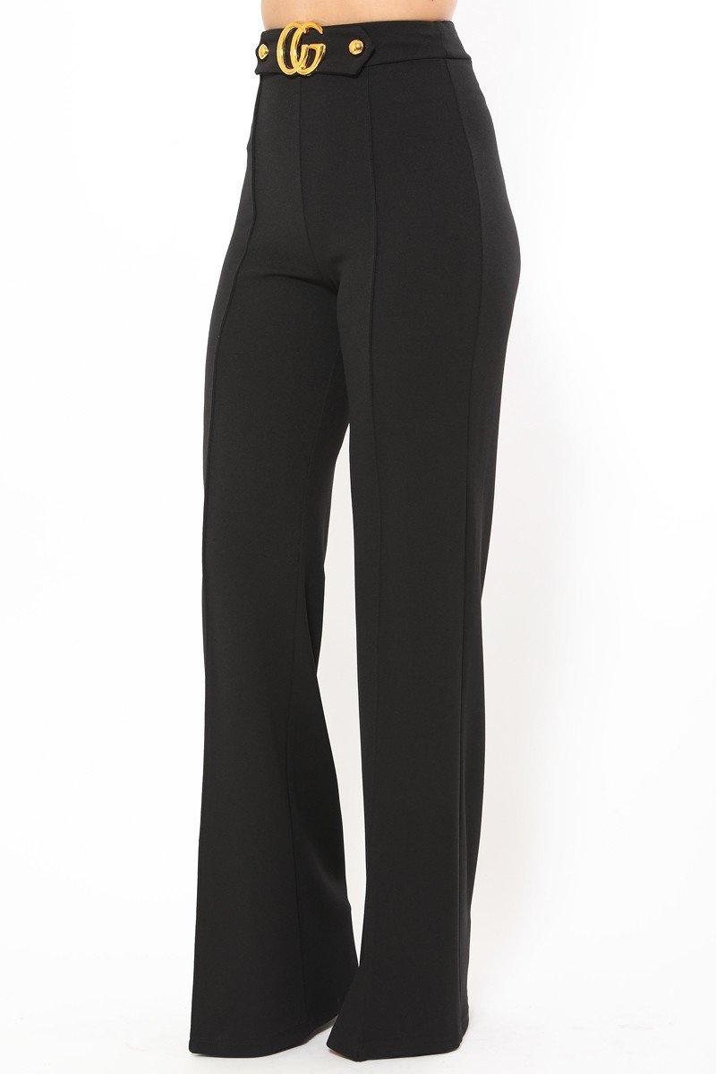 Gina Oversized CG Buckle High Waist Pants - MY SEXY STYLES