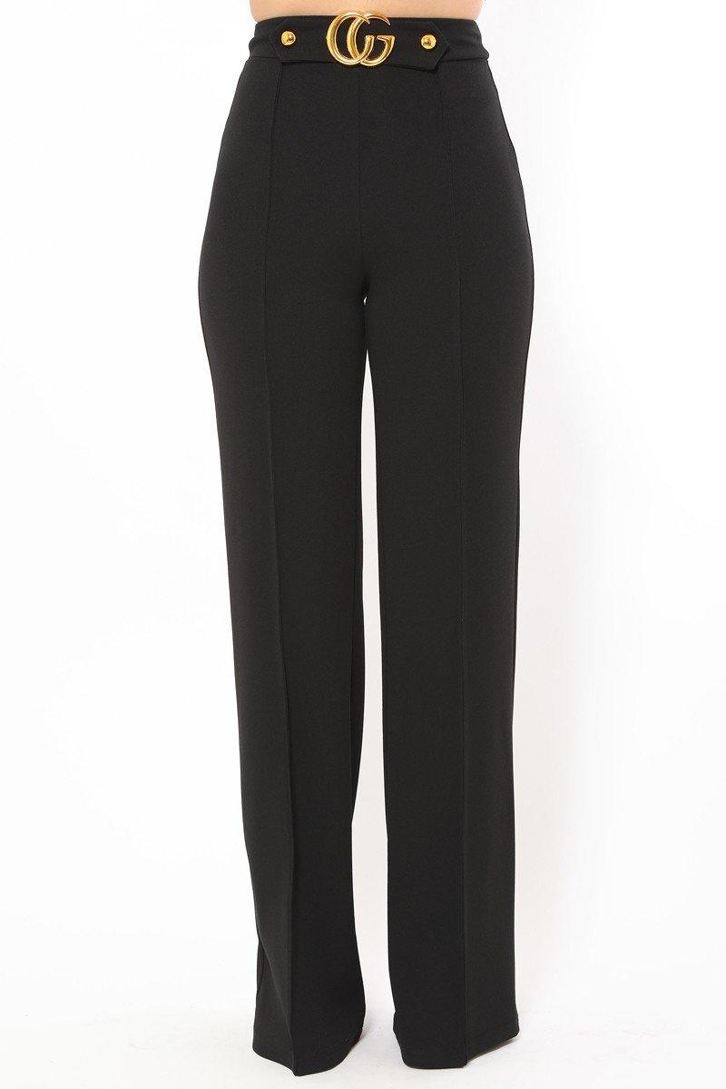 Gina Oversized CG Buckle High Waist Pants - MY SEXY STYLES