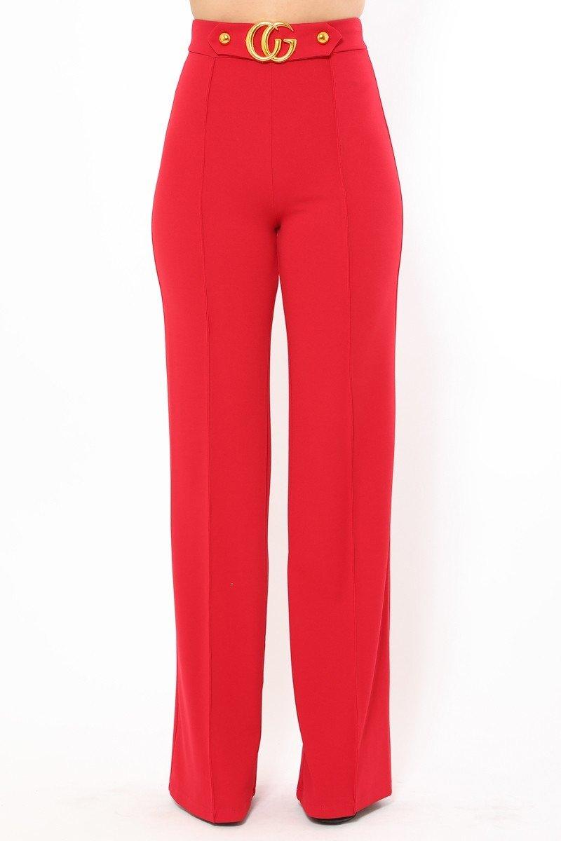 Gina Oversized CG Buckle High Waist Pants - MY SEXY STYLES