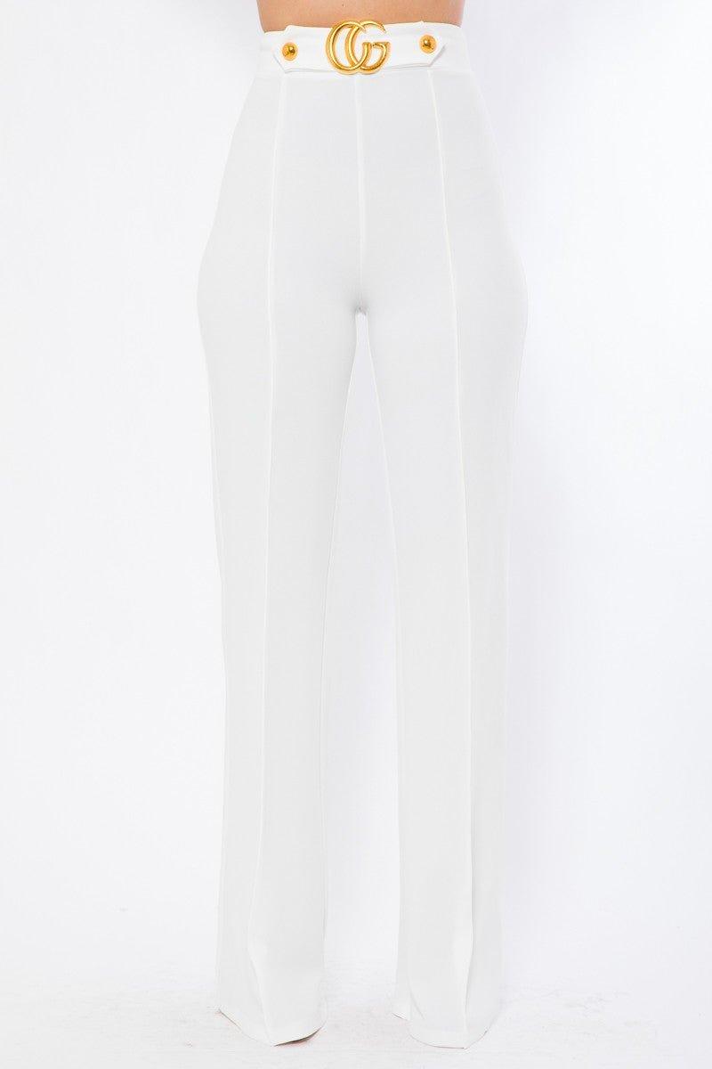 Gina Oversized CG Buckle High Waist Pants - MY SEXY STYLES