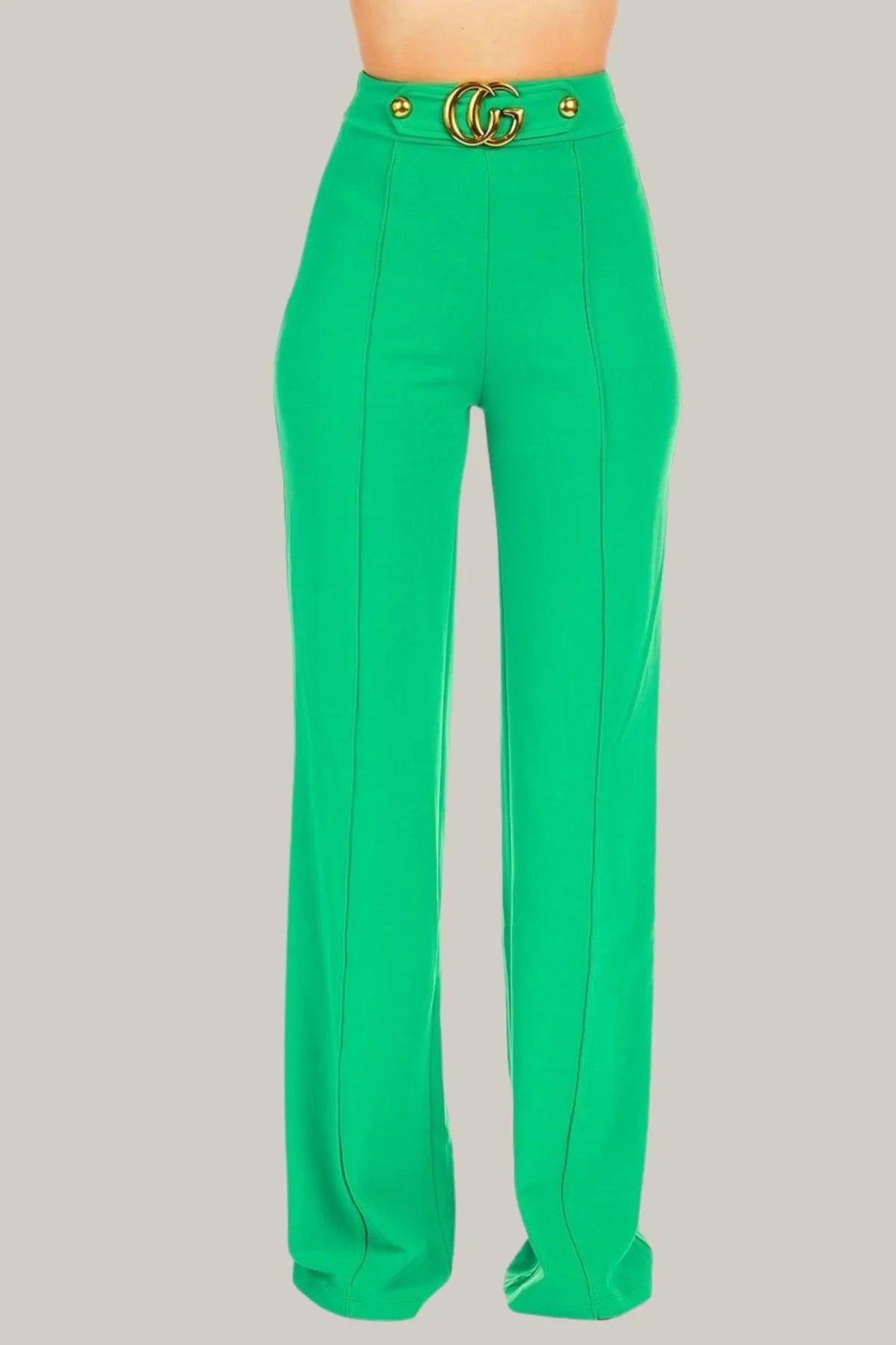 Gina Oversized CG Buckle High Waist Pants - MY SEXY STYLES