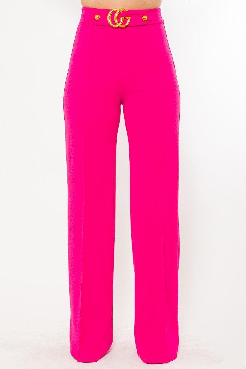 Gina Oversized CG Buckle High Waist Pants - MY SEXY STYLES