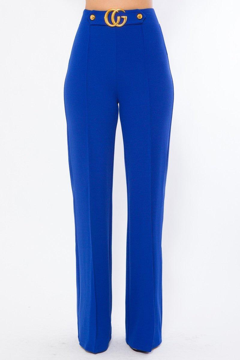 Gina Oversized CG Buckle High Waist Pants - MY SEXY STYLES