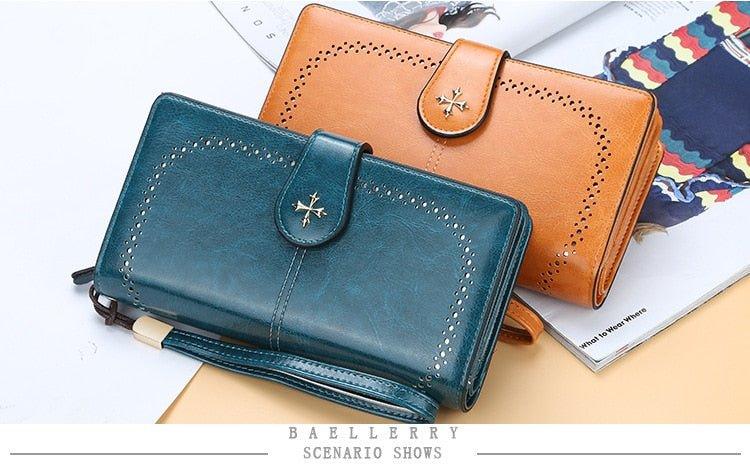 Hollow Out Large Long PU Leather Fashion Wallet - MY SEXY STYLES