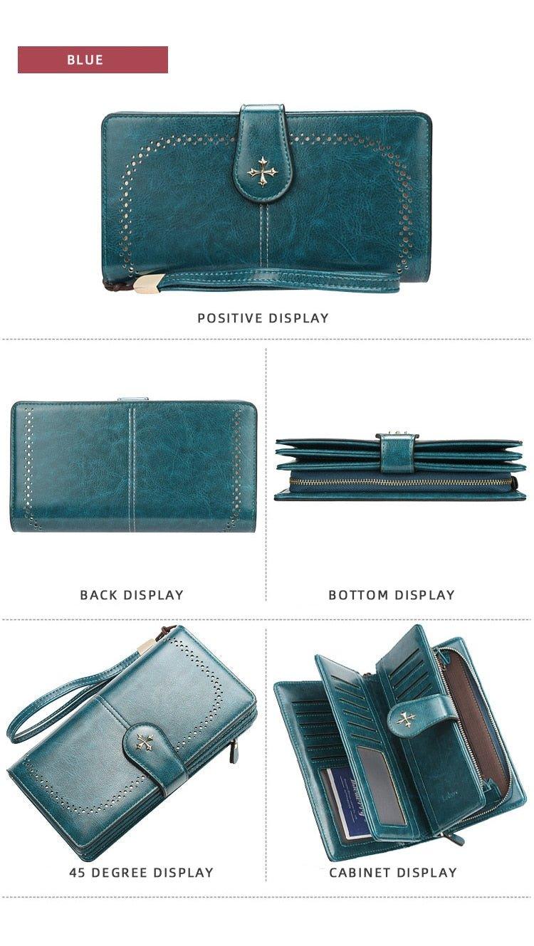 Hollow Out Large Long PU Leather Fashion Wallet - MY SEXY STYLES