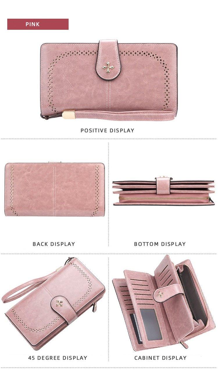 Hollow Out Large Long PU Leather Fashion Wallet - MY SEXY STYLES