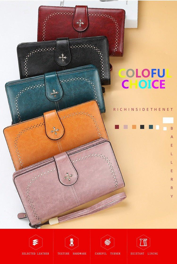 Hollow Out Large Long PU Leather Fashion Wallet - MY SEXY STYLES