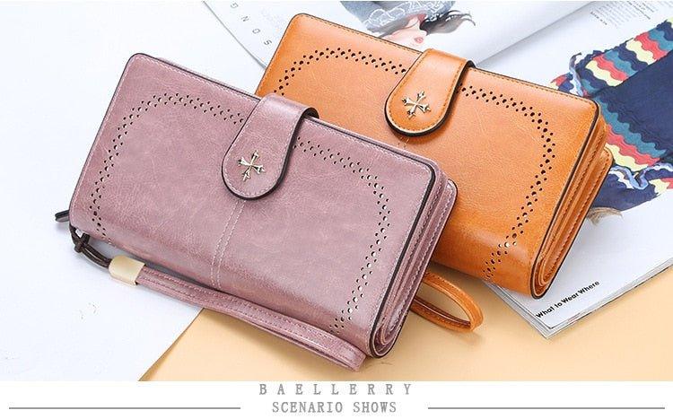 Hollow Out Large Long PU Leather Fashion Wallet - MY SEXY STYLES