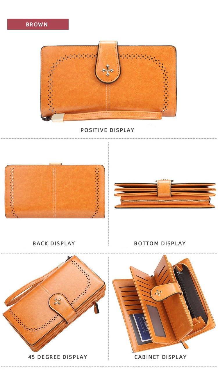 Hollow Out Large Long PU Leather Fashion Wallet - MY SEXY STYLES