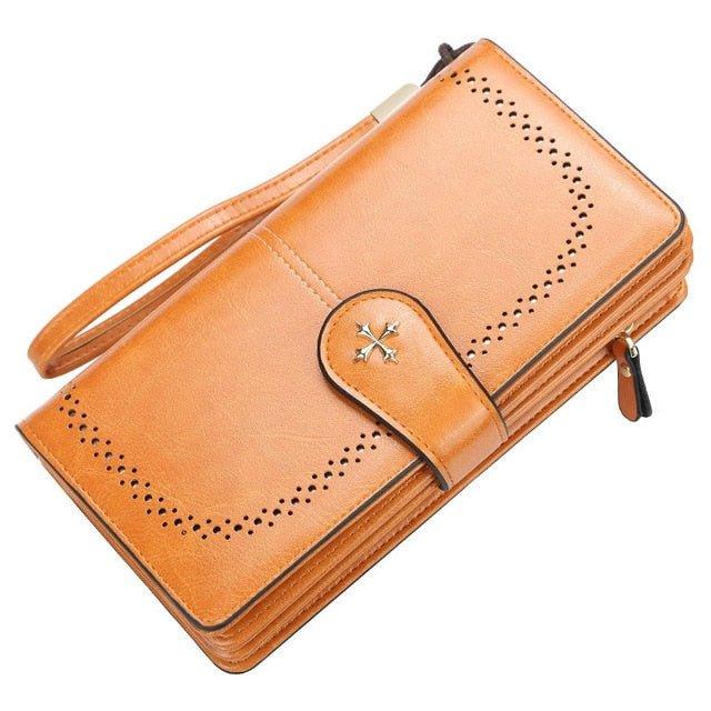Hollow Out Large Long PU Leather Fashion Wallet - MY SEXY STYLES