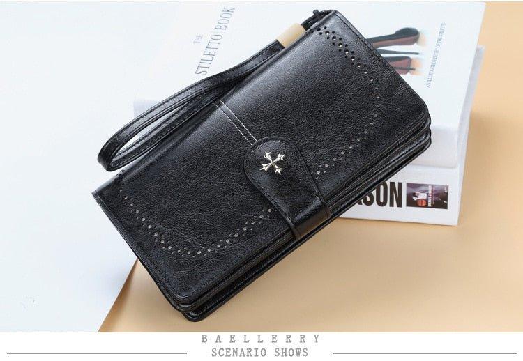 Hollow Out Large Long PU Leather Fashion Wallet - MY SEXY STYLES