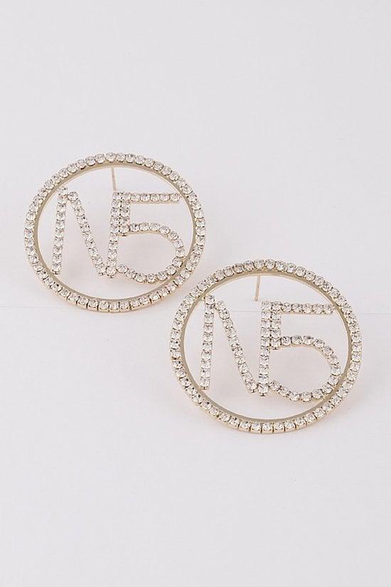 Jeweled N5 Stud Earrings - MY SEXY STYLES