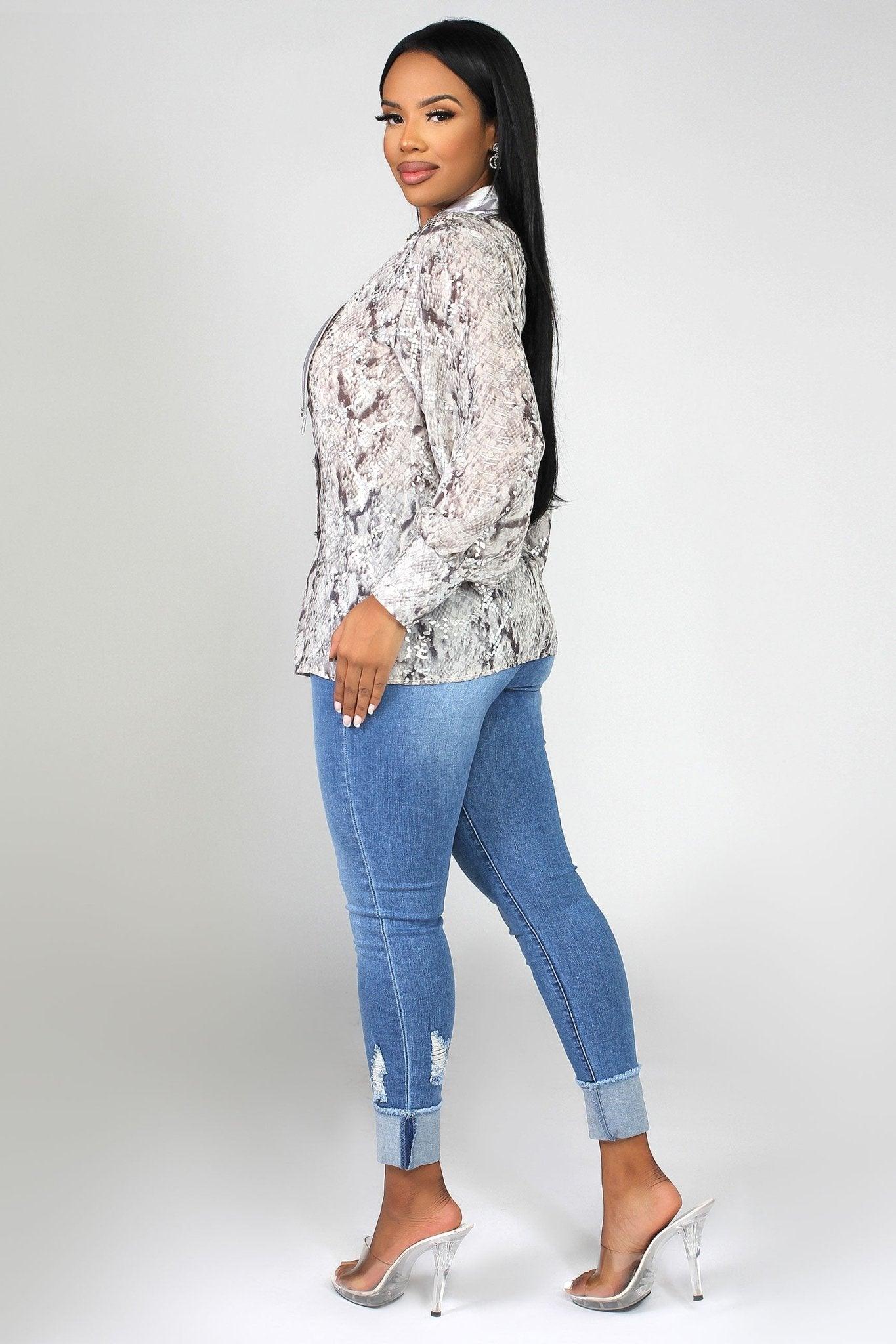 Keyla Studded Collar Blouse - MY SEXY STYLES