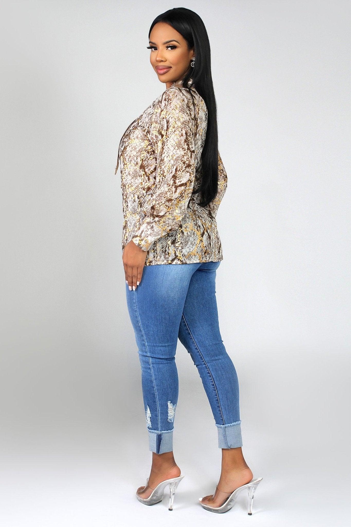 Keyla Studded Collar Blouse - MY SEXY STYLES