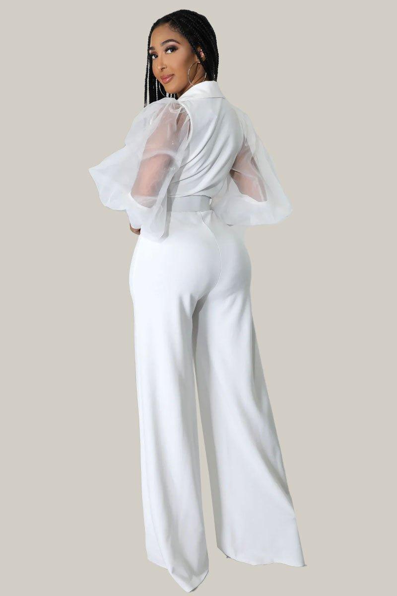 Kiana Puff Sleeves Belted Jumpsuit - MY SEXY STYLES