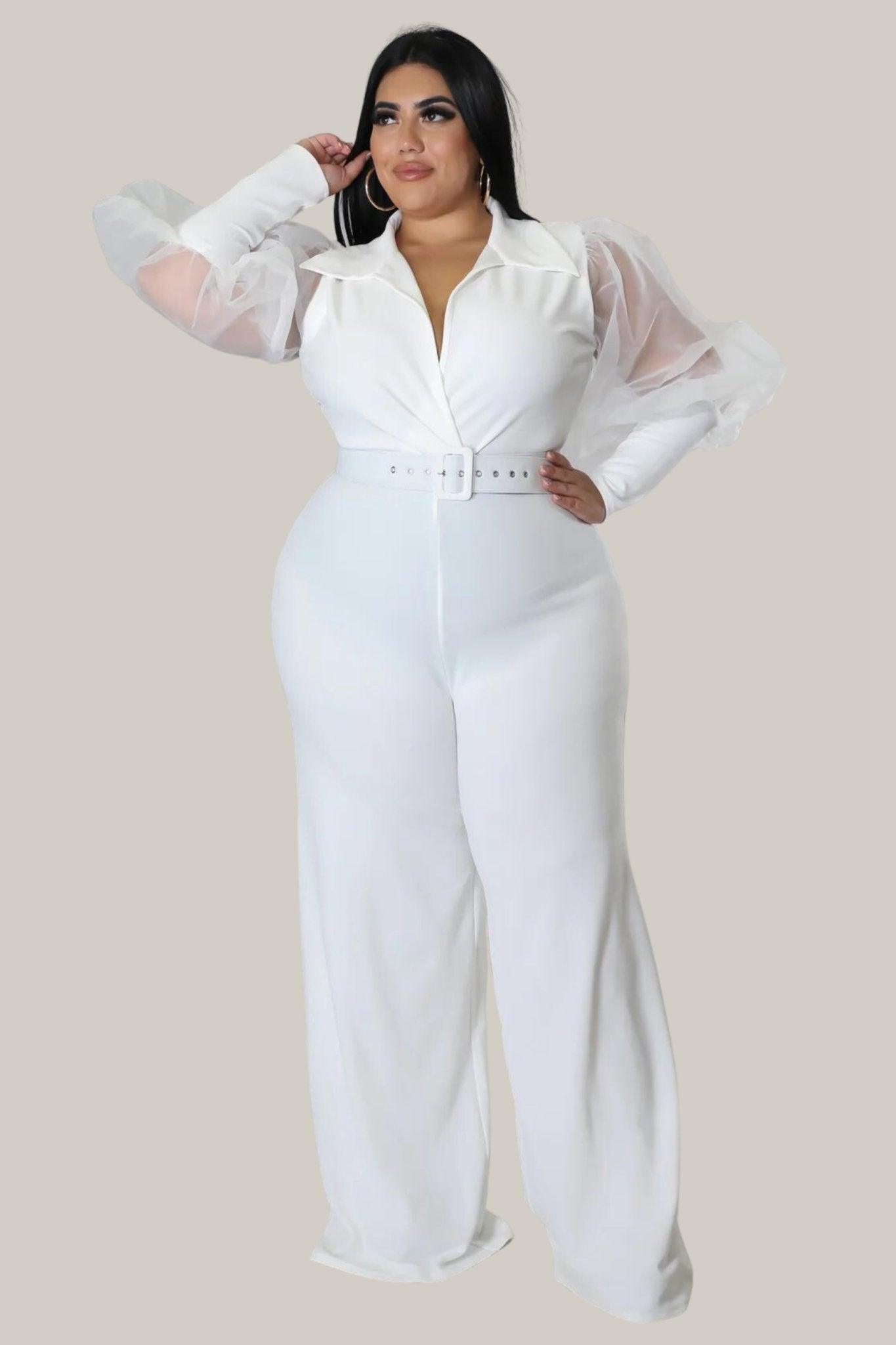 Kiana Puff Sleeves Belted Jumpsuit - MY SEXY STYLES