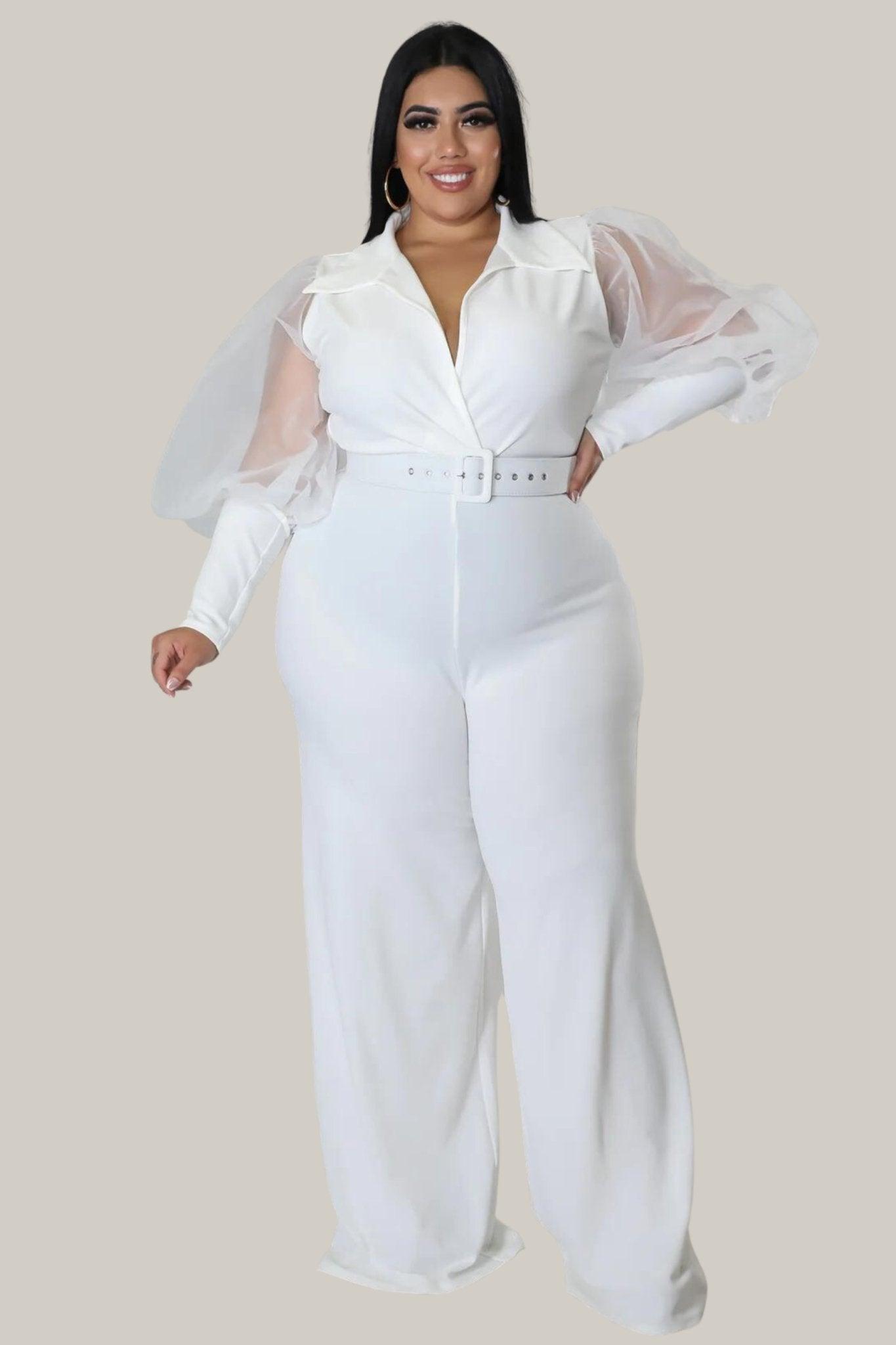 Kiana Puff Sleeves Belted Jumpsuit - MY SEXY STYLES