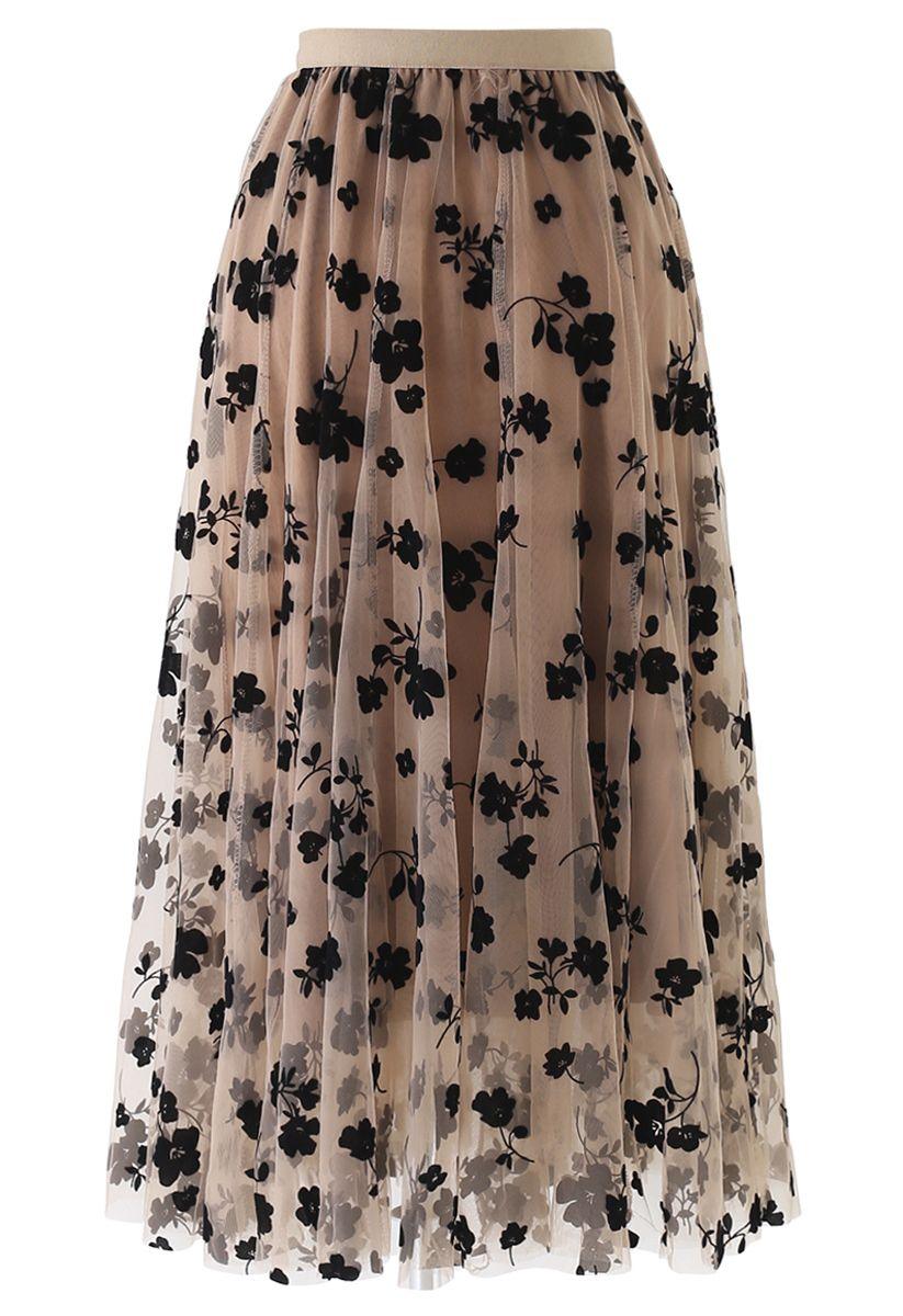 Lara Floral Mesh Midi Skirt - MY SEXY STYLES