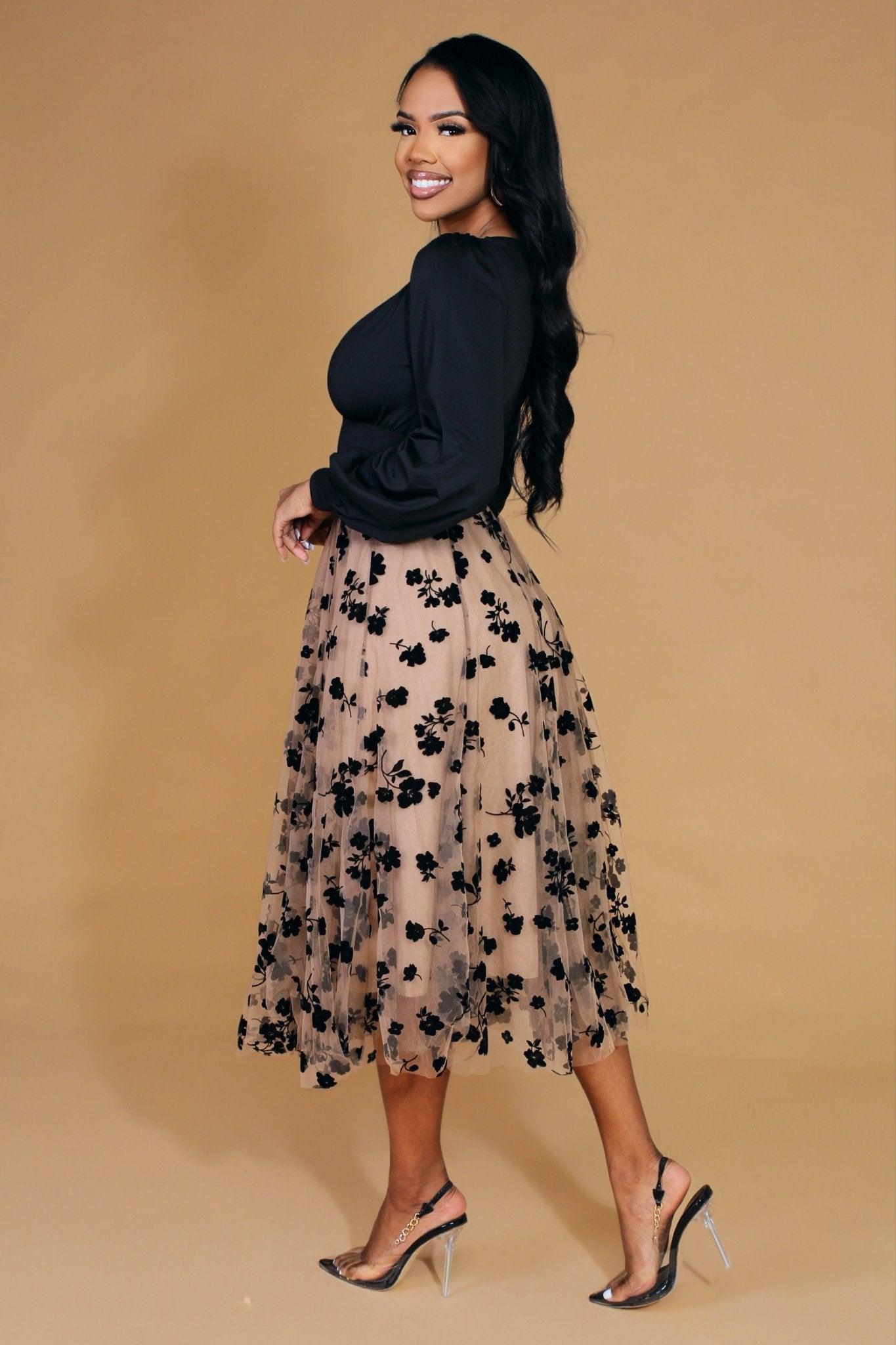 Lara Floral Mesh Midi Skirt - MY SEXY STYLES