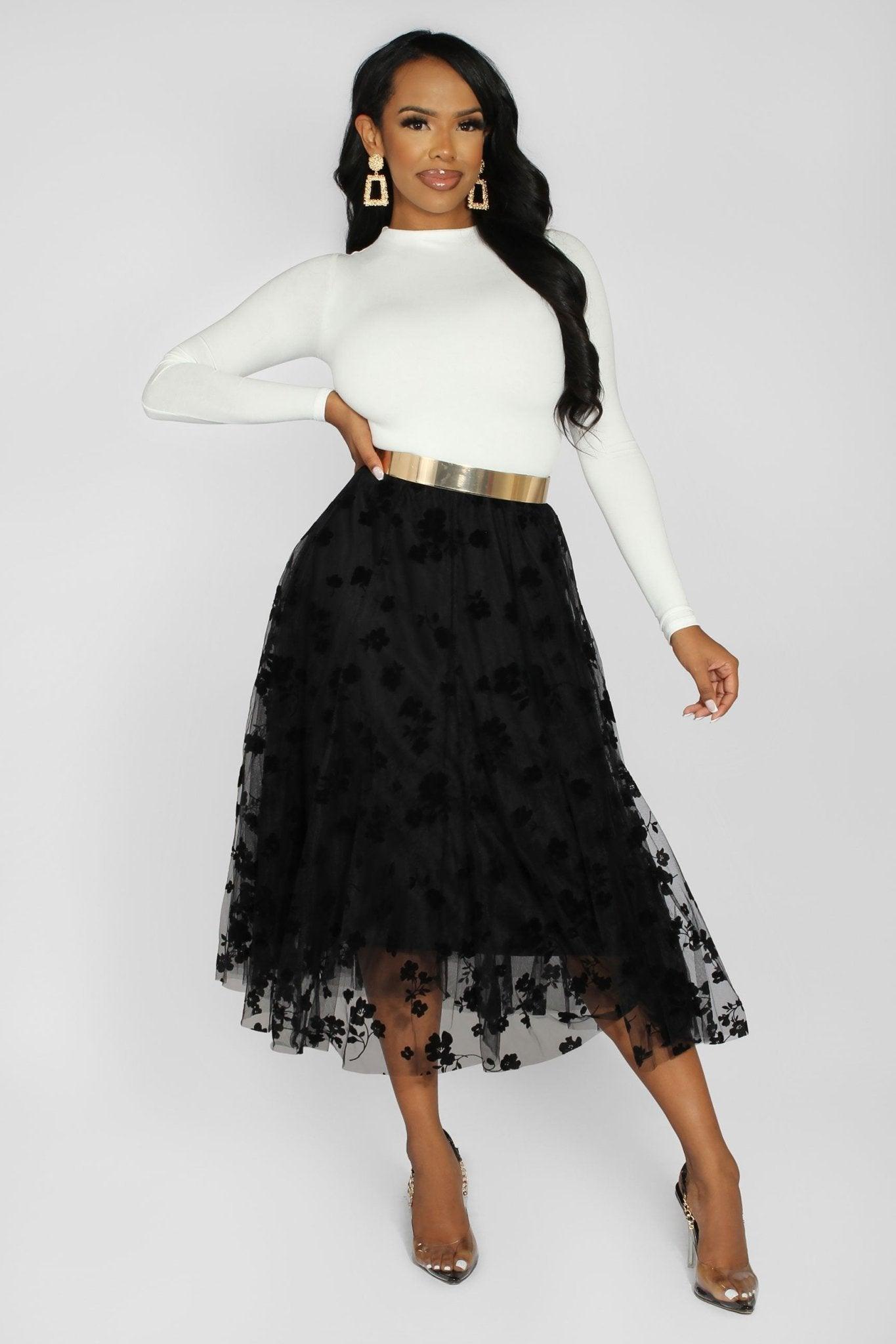 Lara Floral Mesh Midi Skirt - MY SEXY STYLES