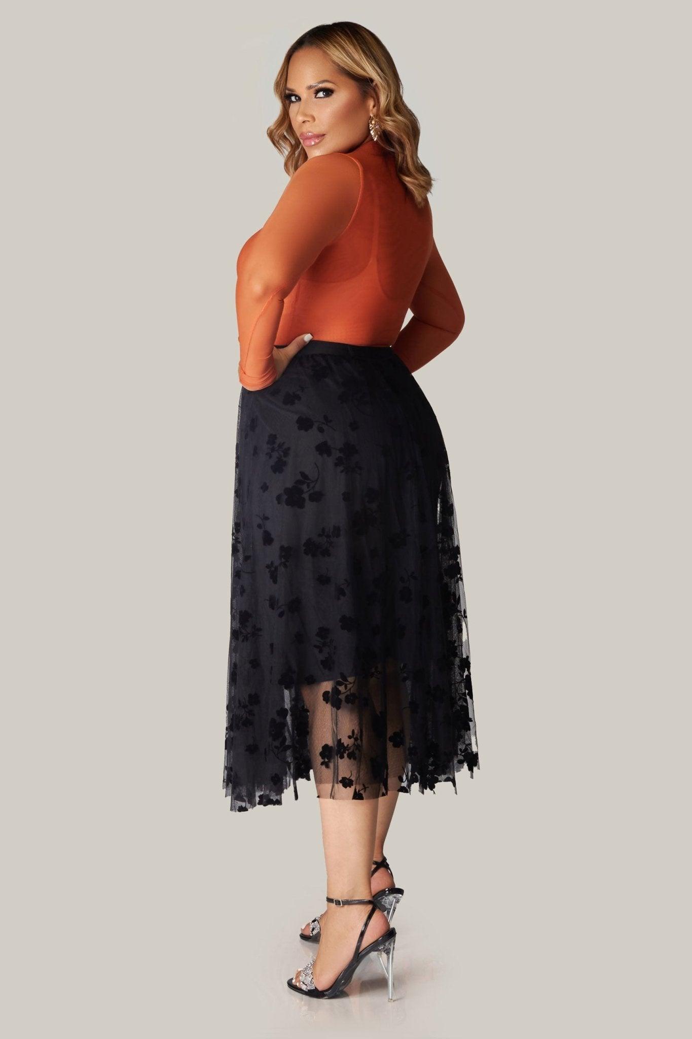 Lara Floral Mesh Midi Skirt - MY SEXY STYLES