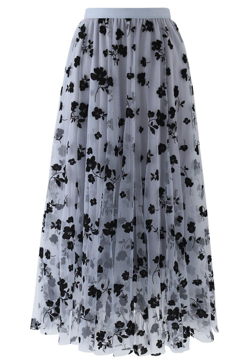 Lara Floral Mesh Midi Skirt - MY SEXY STYLES