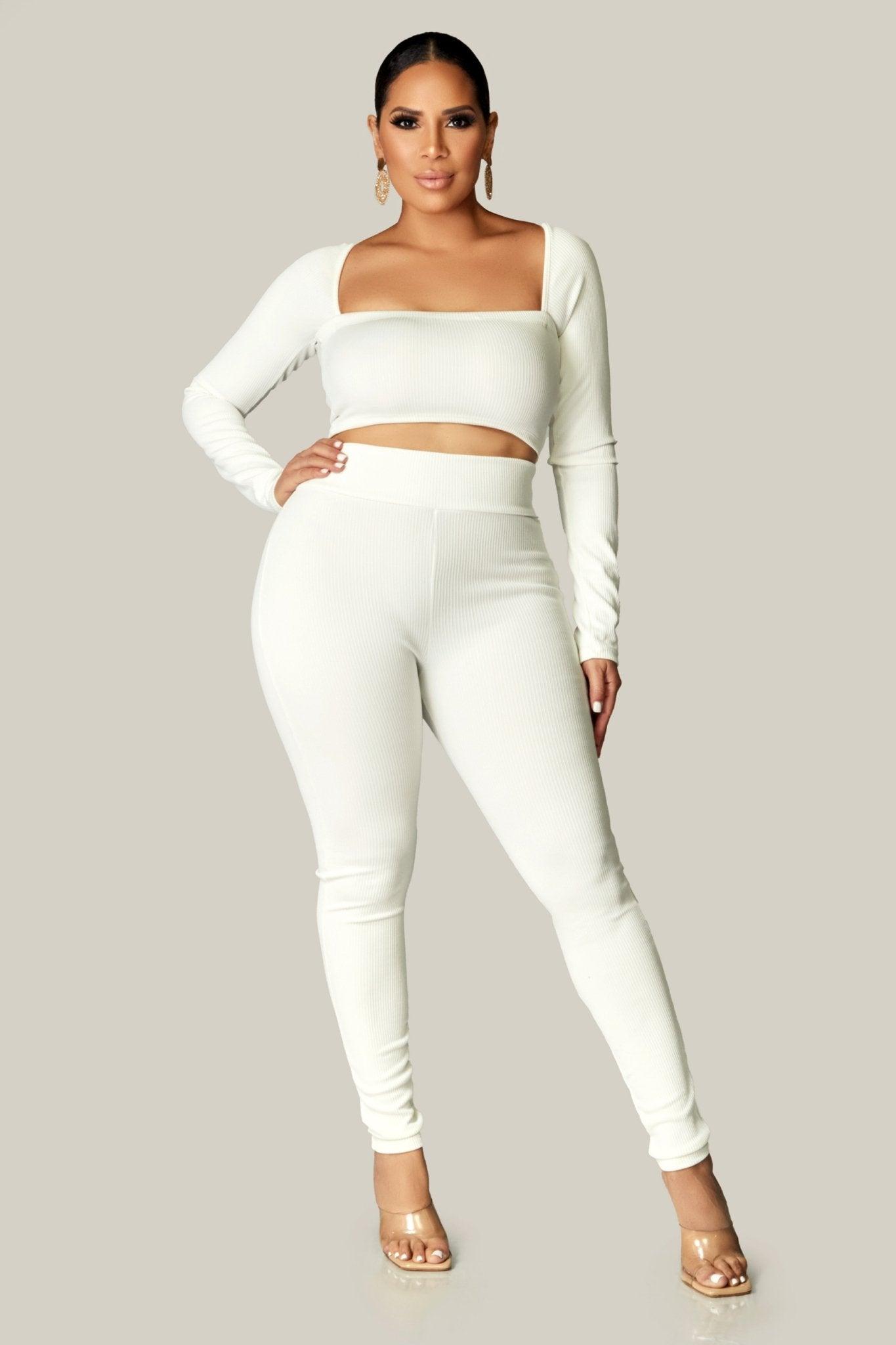 Luxia Solid Crop Top and Leggings Set - MY SEXY STYLES