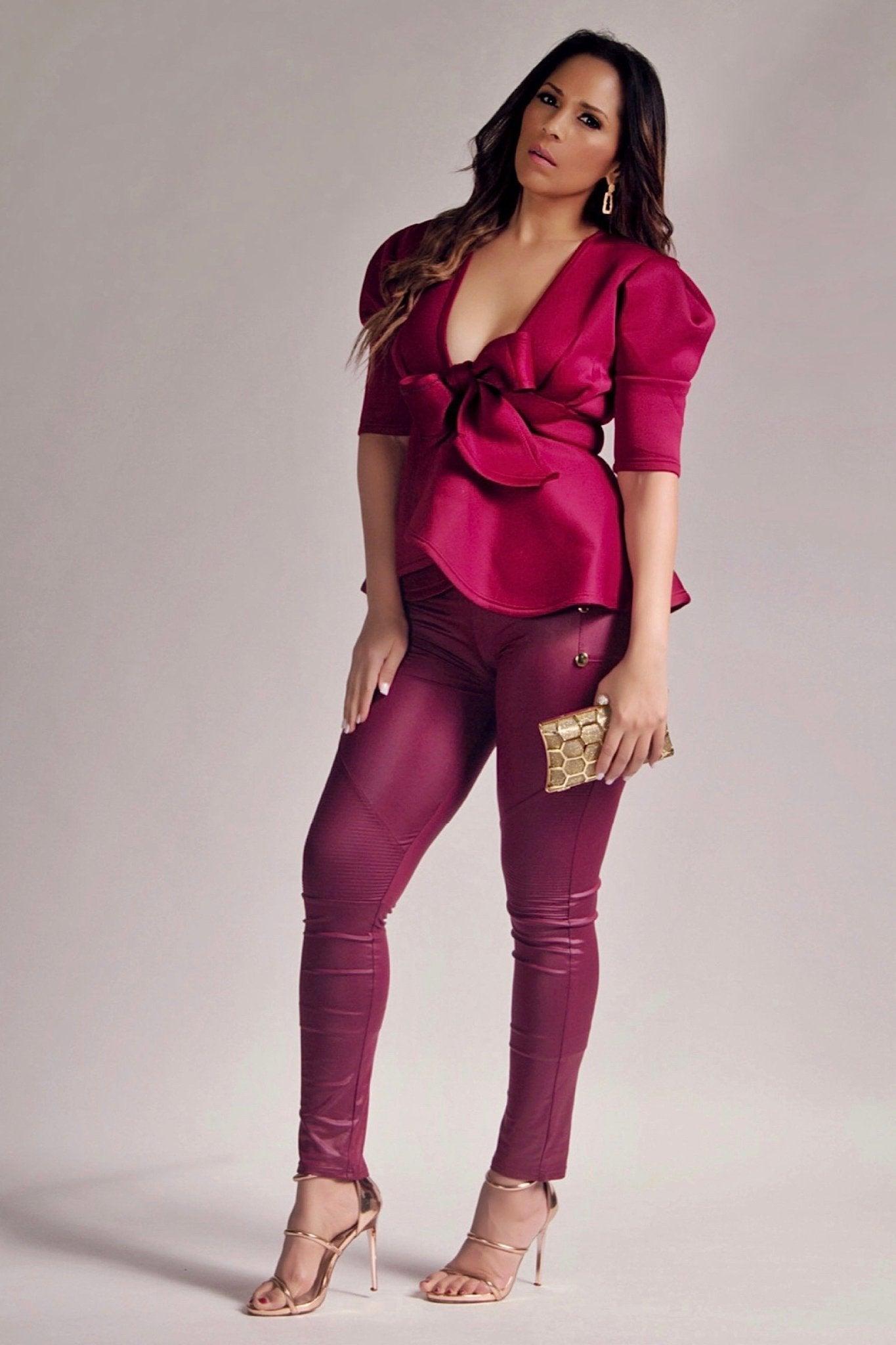 Maeve Bow Tie Peplum Blouse - MY SEXY STYLES