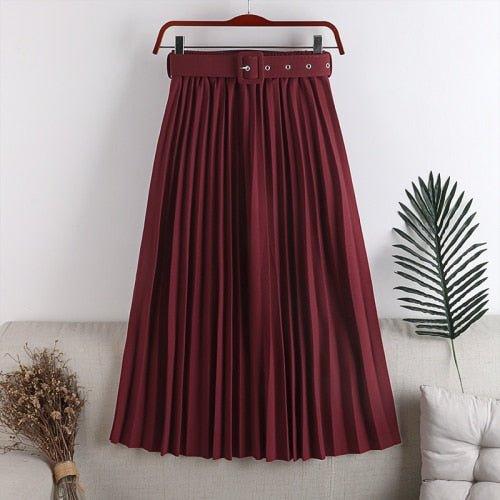 Natasha Belted Pleated Skirt - MY SEXY STYLES