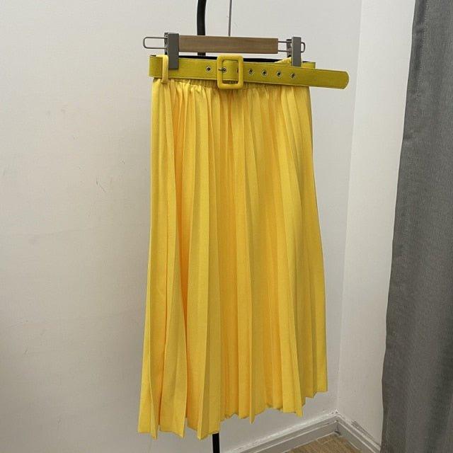 Natasha Belted Pleated Skirt - MY SEXY STYLES