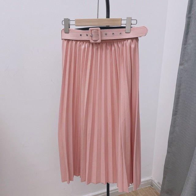 Natasha Belted Pleated Skirt - MY SEXY STYLES