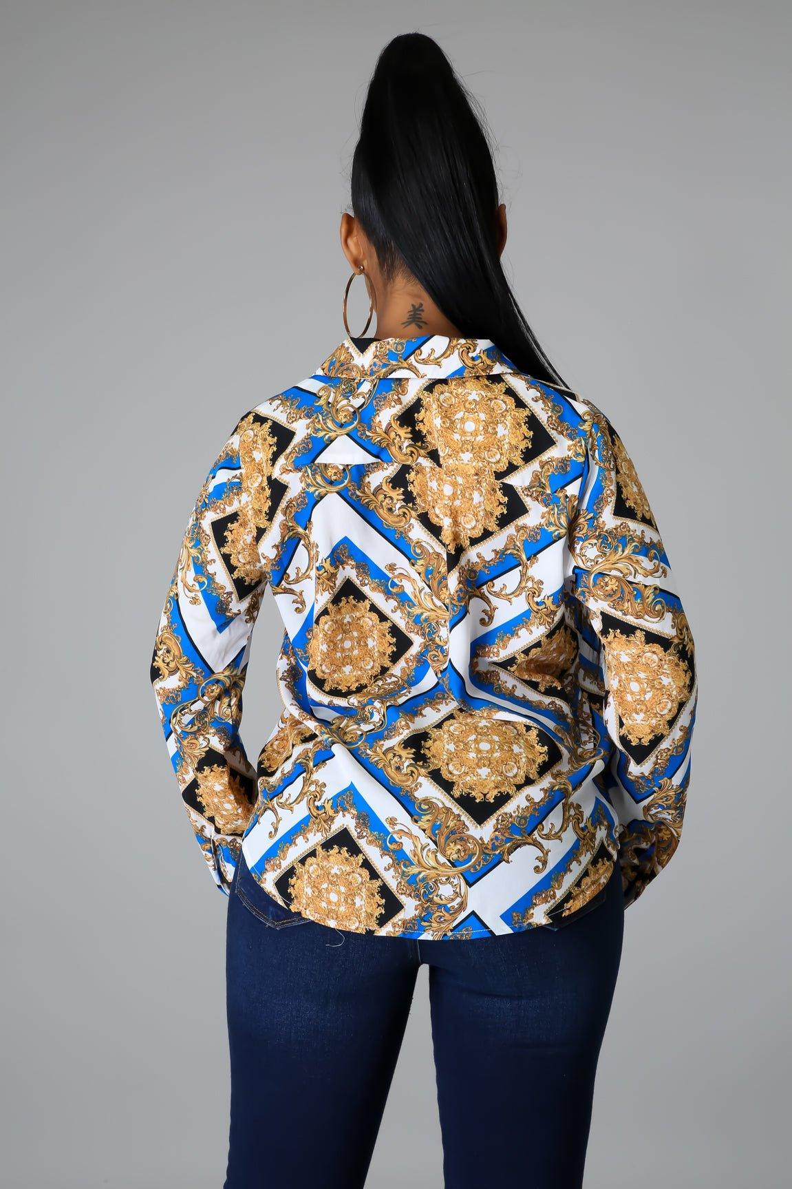 Nuria Print Button Down Shirt - MY SEXY STYLES