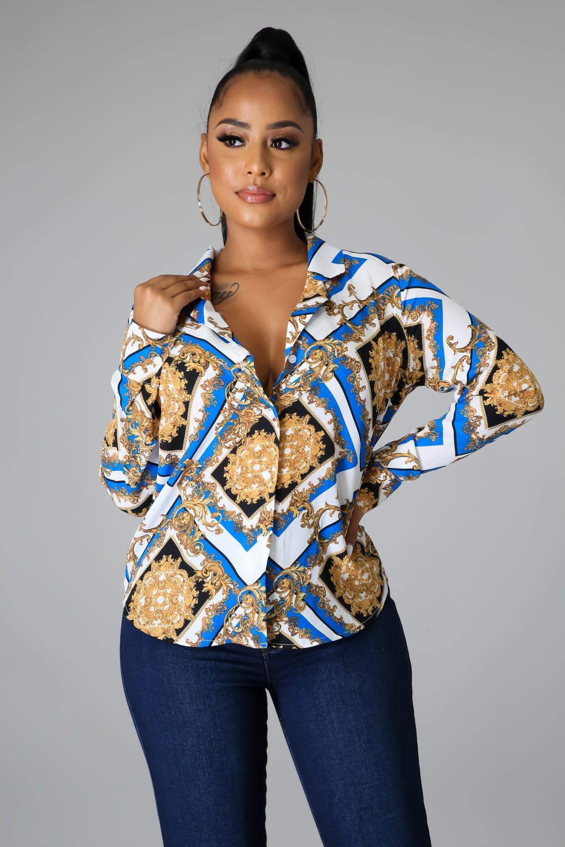 Nuria Print Button Down Shirt - MY SEXY STYLES