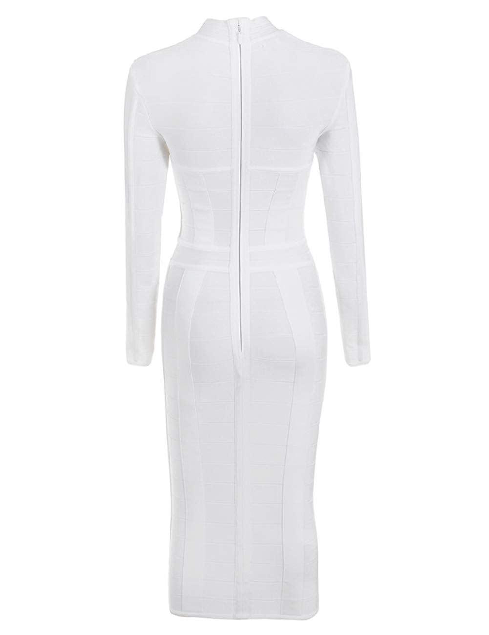 Nyomi Cut-Out Long Sleeves Party Bandage Clubwear Midi Dress - MY SEXY STYLES